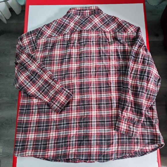 Ranch Tough casual button down shirt men's size 3XL reg. red grey plaid flannel - Picture 3 of 10